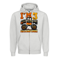 Dove Grey i'm three this is how i roll monster truck birthday Zipper Hoodie - Jasminsmagicworld
