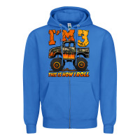 True Royal i'm three this is how i roll monster truck birthday Zipper Hoodie - Jasminsmagicworld