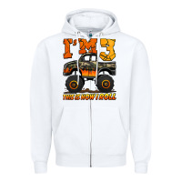 White i'm three this is how i roll monster truck birthday Zipper Hoodie - Jasminsmagicworld