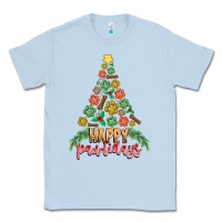 Dusty Blue paw print christmas tree Classic Tee - CowhideDigitalArt