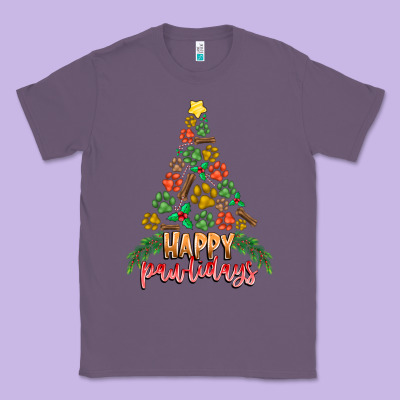 Paw Print Christmas Tree Classic Tee Designed By Cowhidedigitalart