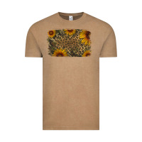 Vintage Coffee Camouflage Leopard Sunflower Background Vintage Tee - Jasminsmagicworld