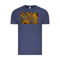 Vintage Denim Camouflage Leopard Sunflower Background Vintage Tee - Jasminsmagicworld