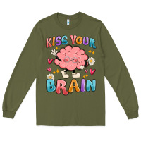 Army Green kiss your brain Long Sleeve Tee - MaliasSmallBusiness