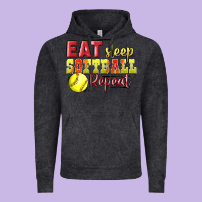 Eat Sleep Softball Repeat Vintage Hoodie Designed By Lillyallendesigns