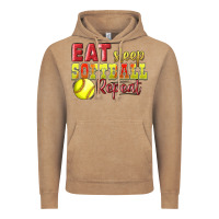 Vintage Coffee Eat Sleep Softball Repeat Vintage Hoodie - LillyAllenDesigns