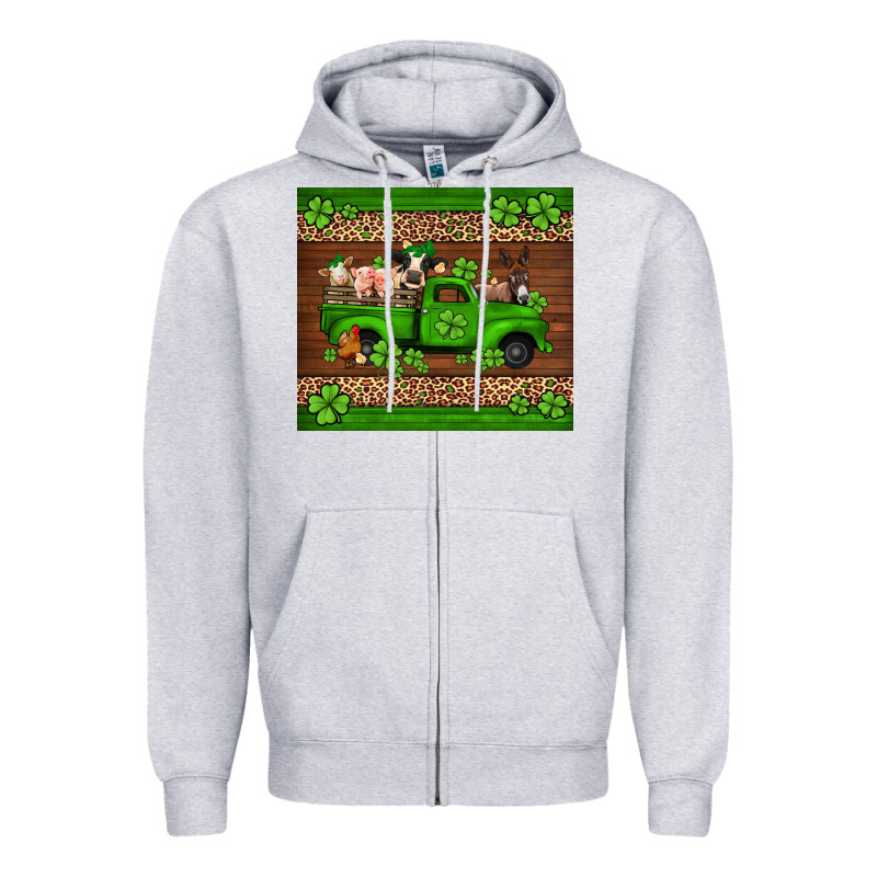 St Patricks Farm Animals Truck Zipper Hoodie by Jasminsmagicworld | Teevron