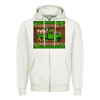 Oatmeal Heather st Patricks farm animals truck Zipper Hoodie - Jasminsmagicworld