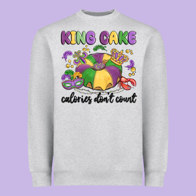 King Cake Calories Don't Count Heavyweight Sweatshirt Designed By Maliassmallbusiness