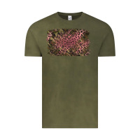 Vintage Olive Camouflage Pink Leopard Background Vintage Tee - Jasminsmagicworld