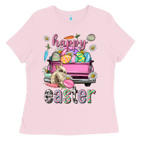 Bubblegum Pink Bunny Happy Easter truck Easter Day Ladies Tee - Neo Western