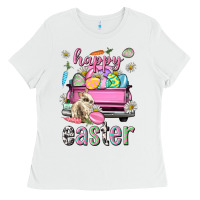 White Bunny Happy Easter truck Easter Day Ladies Tee - Neo Western