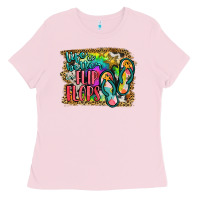 Bubblegum Pink life is better in flip flops Ladies Tee - JahusDesignShop