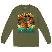 Army Green land of the free Long Sleeve Tee - NancyCooperArtShop