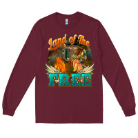 Burgundy land of the free Long Sleeve Tee - NancyCooperArtShop