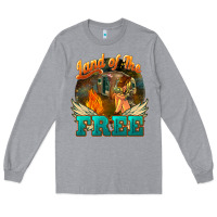Heather Grey land of the free Long Sleeve Tee - NancyCooperArtShop