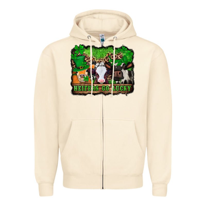 St Patricks Cows Heifers Go Lucky Zipper Hoodie by Jasminsmagicworld | Teevron