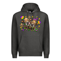 Charcoal Heather Mardi Gras Heifers Premium Hoodie - HowdyJamesFarm