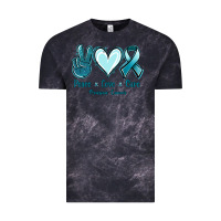 Cloud Black Peace Love Cure Ovarian Cancer Vintage Tee - Jasminsmagicworld