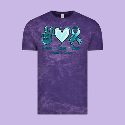 Peace Love Cure Ovarian Cancer Vintage Tee Designed By Jasminsmagicworld
