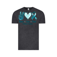 Vintage Black Peace Love Cure Ovarian Cancer Vintage Tee - Jasminsmagicworld