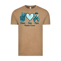 Vintage Coffee Peace Love Cure Ovarian Cancer Vintage Tee - Jasminsmagicworld