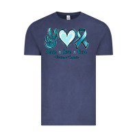 Vintage Denim Peace Love Cure Ovarian Cancer Vintage Tee - Jasminsmagicworld