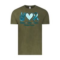 Vintage Olive Peace Love Cure Ovarian Cancer Vintage Tee - Jasminsmagicworld