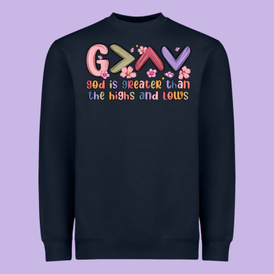 God Is Greater Than The Highs And Lows Heavyweight Sweatshirt Designed By Maliassmallbusiness