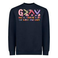 Navy god is greater than the highs and lows Heavyweight Sweatshirt - MaliasSmallBusiness
