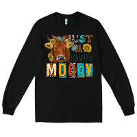 Black just a little moody with cow Long Sleeve Tee - NancyCooperArtShop