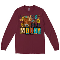 Burgundy just a little moody with cow Long Sleeve Tee - NancyCooperArtShop