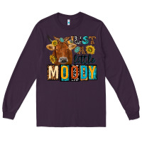 Plum just a little moody with cow Long Sleeve Tee - NancyCooperArtShop