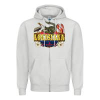 Dove Grey louisiana state Zipper Hoodie - BarkalooDesign