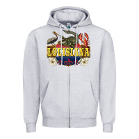 Heather Grey louisiana state Zipper Hoodie - BarkalooDesign