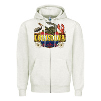 Oatmeal Heather louisiana state Zipper Hoodie - BarkalooDesign