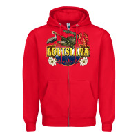 Red louisiana state Zipper Hoodie - BarkalooDesign