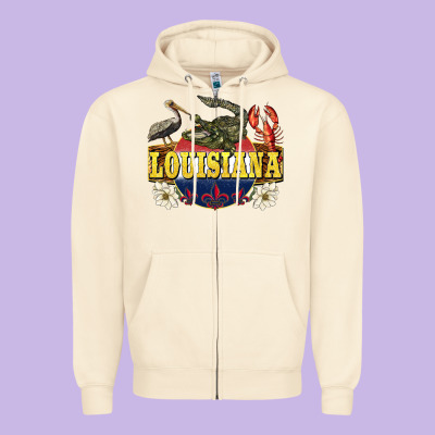 Louisiana State Zipper Hoodie Designed By Barkaloodesign