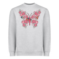 Heather Grey floral butterfly Heavyweight Sweatshirt - MaliasSmallBusiness
