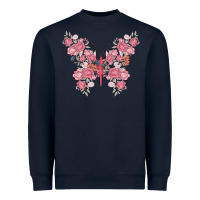 Navy floral butterfly Heavyweight Sweatshirt - MaliasSmallBusiness