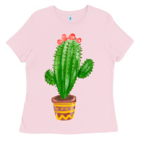 Bubblegum Pink mexican cactus Ladies Tee - FaDigitalArtStudio