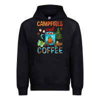 Black Campfires And Coffee Camping Coffee Urban Hoodie - FaDigitalArtStudio