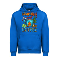 Cobalt Campfires And Coffee Camping Coffee Urban Hoodie - FaDigitalArtStudio