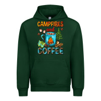 Forest Green Campfires And Coffee Camping Coffee Urban Hoodie - FaDigitalArtStudio