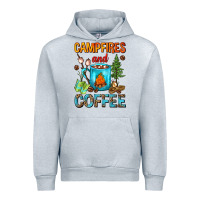 Heather Grey Campfires And Coffee Camping Coffee Urban Hoodie - FaDigitalArtStudio