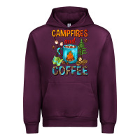 Mauve Wine Campfires And Coffee Camping Coffee Urban Hoodie - FaDigitalArtStudio