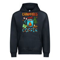 Navy Campfires And Coffee Camping Coffee Urban Hoodie - FaDigitalArtStudio