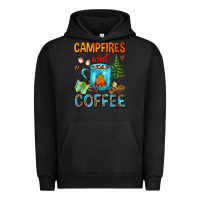 Pigment Black Campfires And Coffee Camping Coffee Urban Hoodie - FaDigitalArtStudio