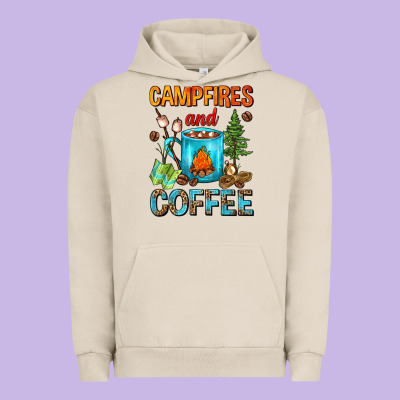 Campfires And Coffee Camping Coffee Urban Hoodie Designed By Fadigitalartstudio