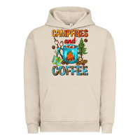 Pigment French Oak Campfires And Coffee Camping Coffee Urban Hoodie - FaDigitalArtStudio